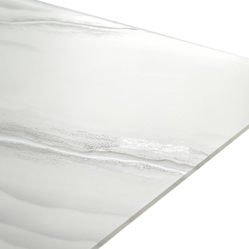Olivia Modern 79 in. Rectangular Dining Table with White Tempered Glass Table Top - Seats up to 6 - Furniture City (CA)l