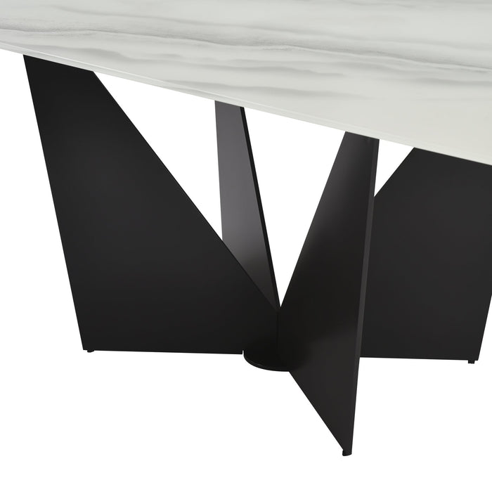 Olivia Modern 79 in. Rectangular Dining Table with White Tempered Glass Table Top - Seats up to 6