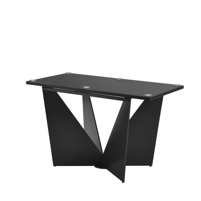 Olivia Modern 79 in. Rectangular Dining Table with White Tempered Glass Table Top - Seats up to 6