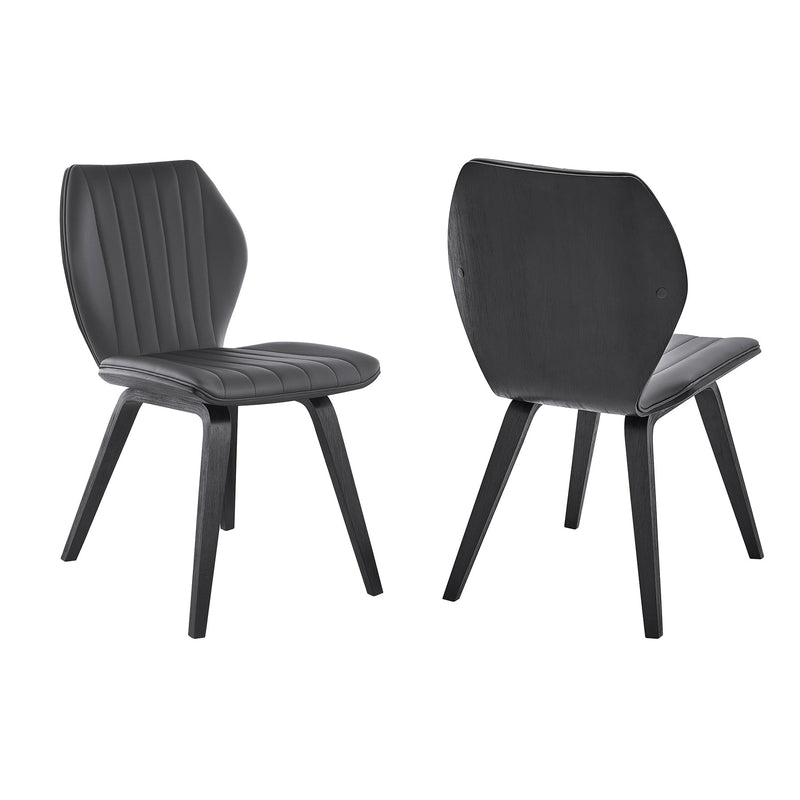 Ontario Gray Faux Leather and Black Wood Dining Chairs - Set of 2 - Furniture City (CA)l