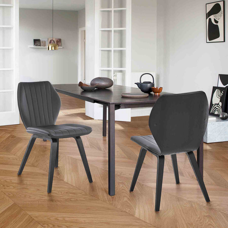 Ontario Gray Faux Leather and Black Wood Dining Chairs - Set of 2 - Furniture City (CA)l