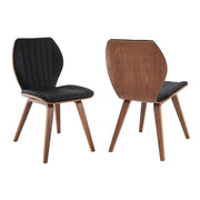 Ontario Black Faux Leather and Walnut Wood Dining Chairs - Set of 2 - Furniture City (CA)l