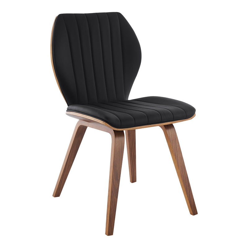Ontario Black Faux Leather and Walnut Wood Dining Chairs - Set of 2 - Furniture City (CA)l