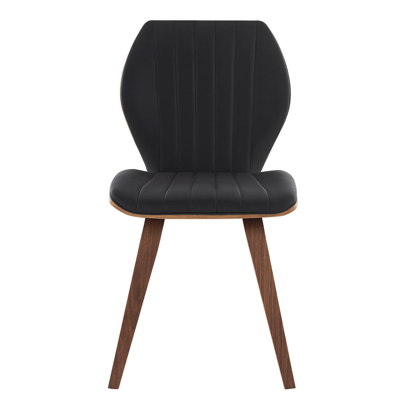 Ontario Black Faux Leather and Walnut Wood Dining Chairs - Set of 2 - Furniture City (CA)l