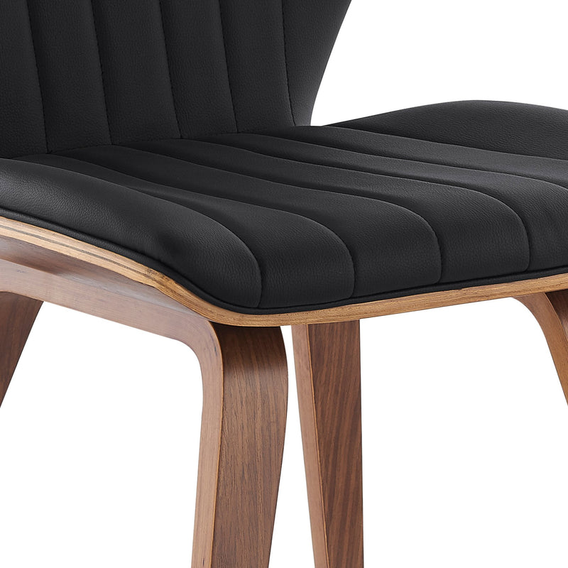 Ontario Black Faux Leather and Walnut Wood Dining Chairs - Set of 2 - Furniture City (CA)l