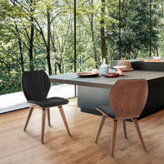 Ontario Black Faux Leather and Walnut Wood Dining Chairs - Set of 2 - Furniture City (CA)l