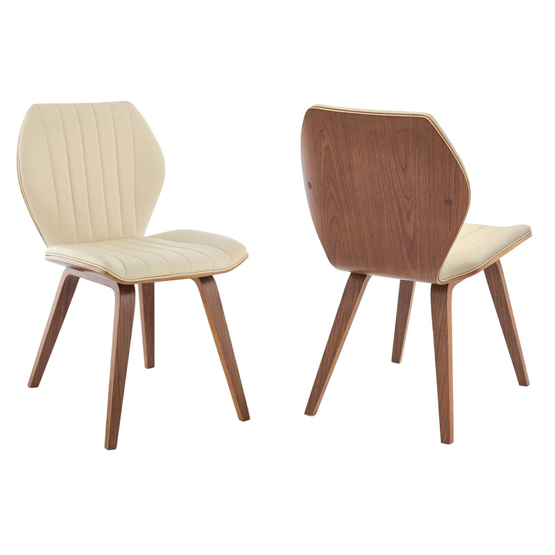 Ontario Cream Faux Leather and Walnut Wood Dining Chairs - Set of 2 - Furniture City (CA)l