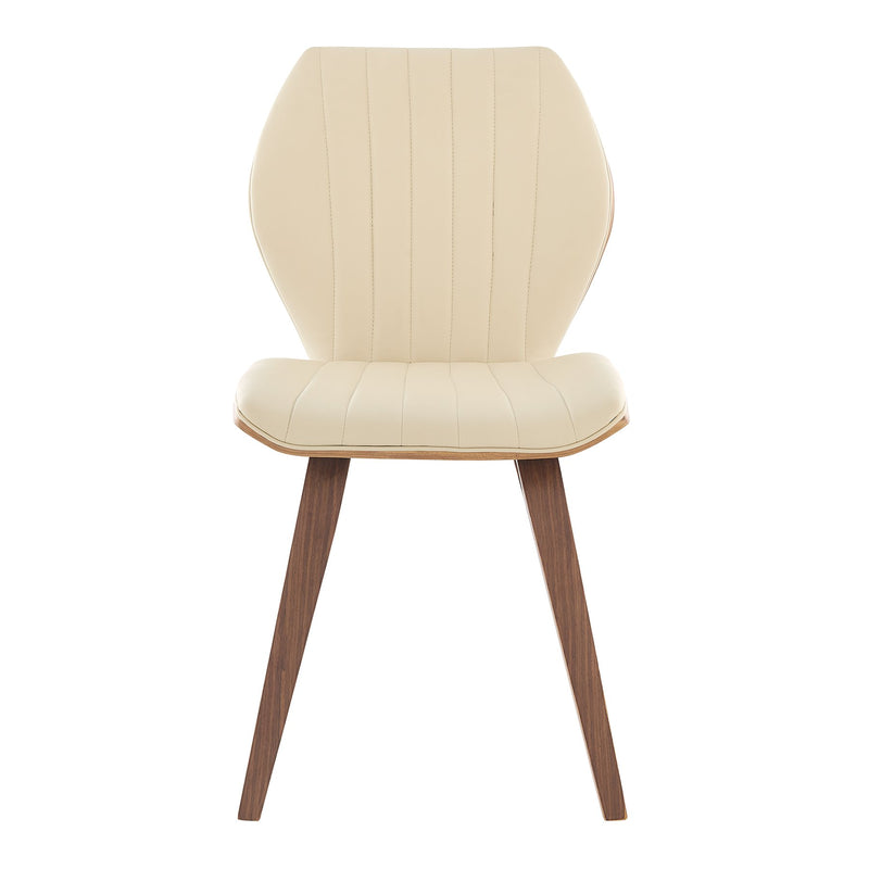 Ontario Cream Faux Leather and Walnut Wood Dining Chairs - Set of 2 - Furniture City (CA)l