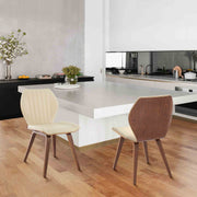 Ontario Cream Faux Leather and Walnut Wood Dining Chairs - Set of 2 - Furniture City (CA)l