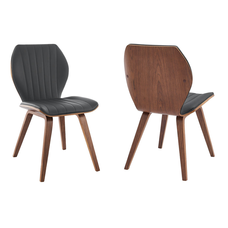 Ontario Gray Faux Leather and Walnut Wood Dining Chairs - Set of 2 - Furniture City (CA)l