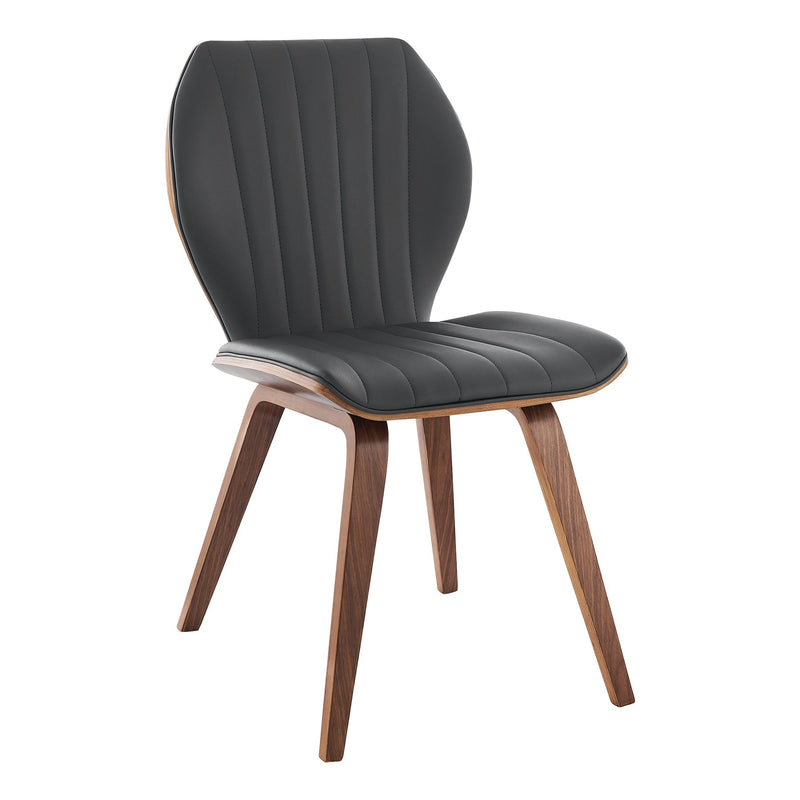 Ontario Gray Faux Leather and Walnut Wood Dining Chairs - Set of 2 - Furniture City (CA)l