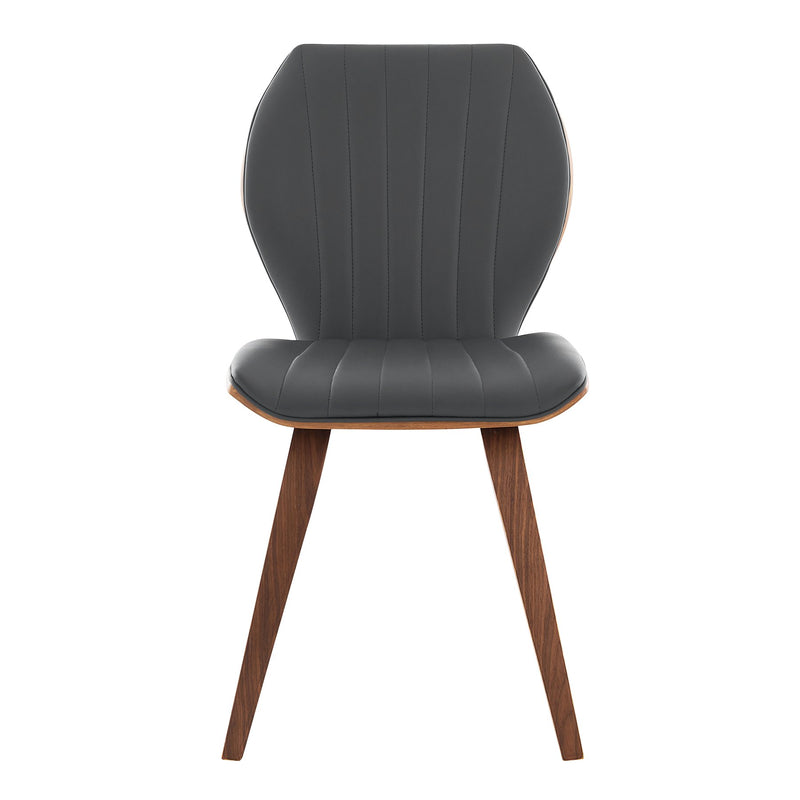 Ontario Gray Faux Leather and Walnut Wood Dining Chairs - Set of 2 - Furniture City (CA)l