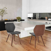 Ontario Gray Faux Leather and Walnut Wood Dining Chairs - Set of 2 - Furniture City (CA)l
