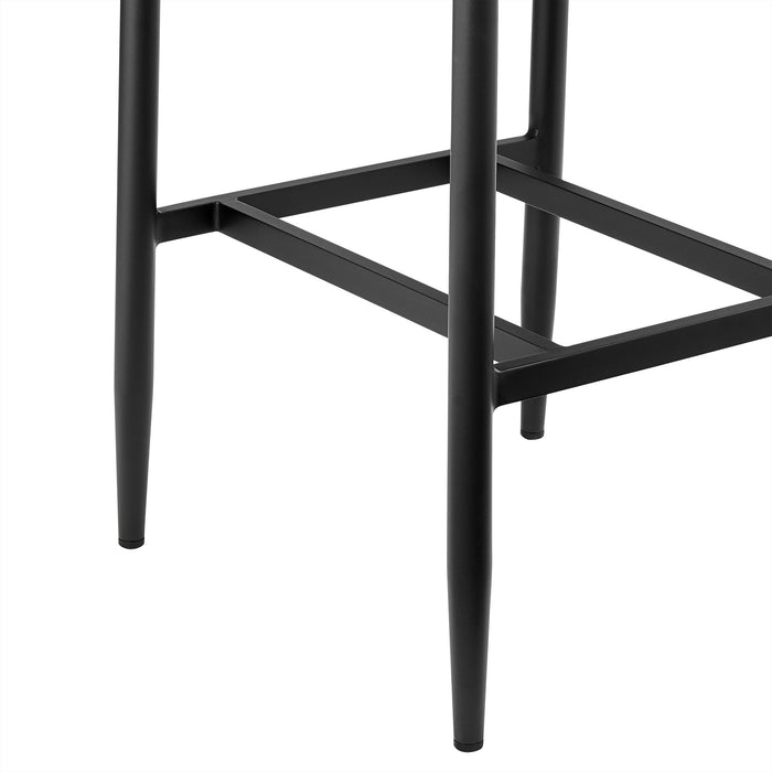 Orlando Outdoor Patio Counter Height Bar Stool in Aluminum and Teak with Gray Cushions