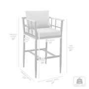 Orlando Outdoor Patio Counter Height Bar Stool in Aluminum and Teak with Gray Cushions - Furniture City (CA)l