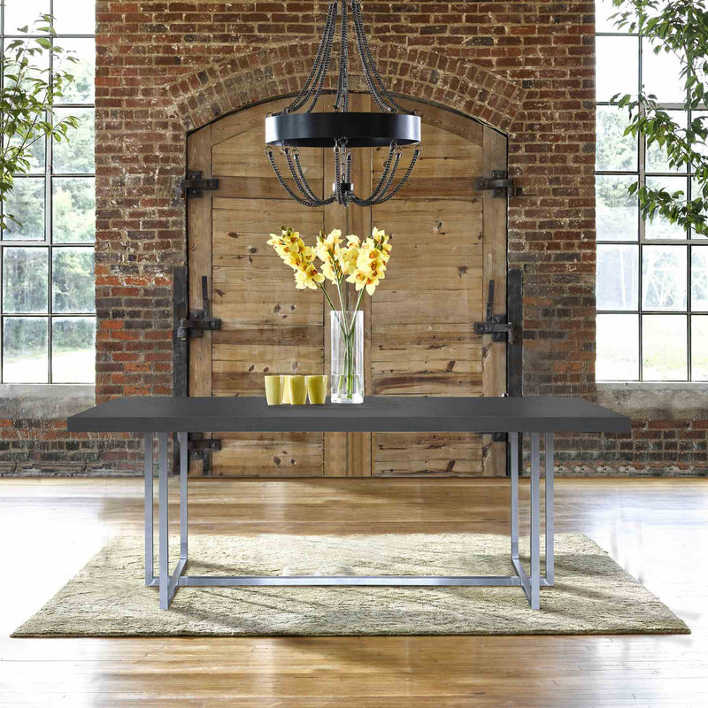 Opal Contemporary Dining Table in Brushed Stainless Steel Finish with Gray Top - Furniture City (CA)l