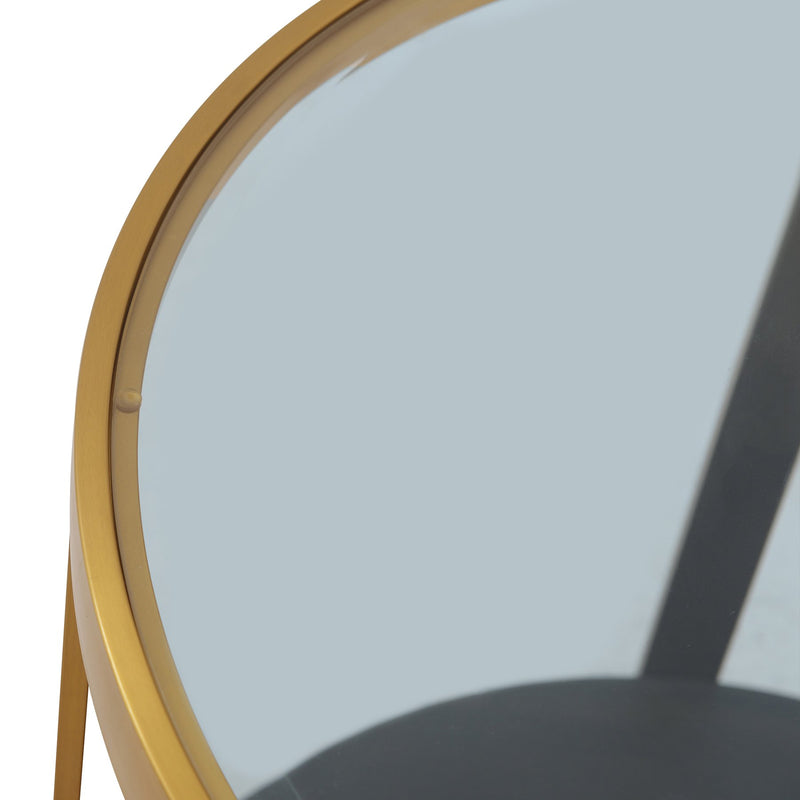 Hattie Glass Top and Walnut Wood End Table with Brushed Gold Frame - Furniture City (CA)l