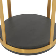 Hattie Glass Top and Walnut Wood End Table with Brushed Gold Frame - Furniture City (CA)l