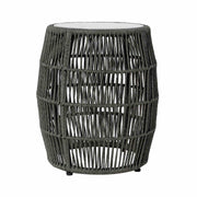 Opus Indoor Outdoor Garden Stool End Table in Charcoal Rope and Gray Superstone - Furniture City (CA)l
