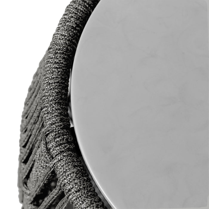 Opus Indoor Outdoor Garden Stool End Table in Charcoal Rope and Gray Superstone