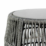 Opus Indoor Outdoor Garden Stool End Table in Gray Rope and Gray Superstone - Furniture City (CA)l