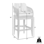 Orbit Outdoor Patio 26" Counter Stool in Weathered Eucalyptus Wood with Gray Rope and Taupe Olefin Cushions - Furniture City (CA)l