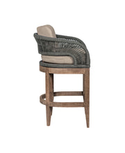 Orbit Outdoor Patio 26" Counter Stool in Weathered Eucalyptus Wood with Gray Rope and Taupe Olefin Cushions - Furniture City (CA)l