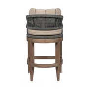 Orbit Outdoor Patio 26" Counter Stool in Weathered Eucalyptus Wood with Gray Rope and Taupe Olefin Cushions - Furniture City (CA)l