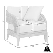 Orbit Outdoor Patio Chair in Weathered Eucalyptus Wood with Gray Rope and Taupe Olefin Cushions - Furniture City (CA)l