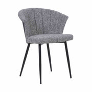 Orchid Contemporary Dining Chair in Black Powder Coated Finish with Gray Fabric and Black Brushed Wood Finish Back - Furniture City (CA)l