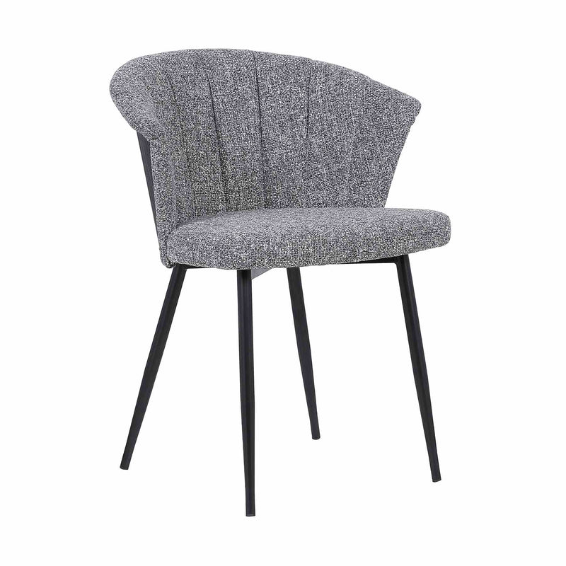 Orchid Contemporary Dining Chair in Black Powder Coated Finish with Gray Fabric and Black Brushed Wood Finish Back - Furniture City (CA)l