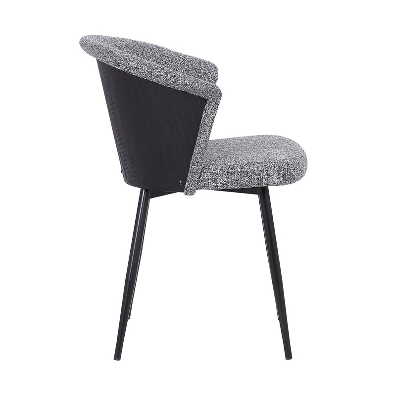 Orchid Contemporary Dining Chair in Black Powder Coated Finish with Gray Fabric and Black Brushed Wood Finish Back - Furniture City (CA)l