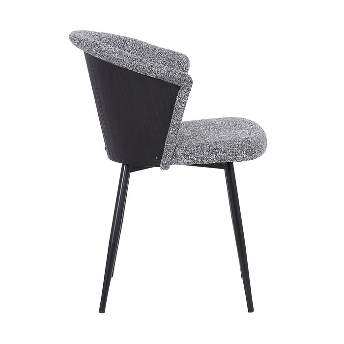 Orchid Contemporary Dining Chair in Black Powder Coated Finish with Gray Fabric and Black Brushed Wood Finish Back