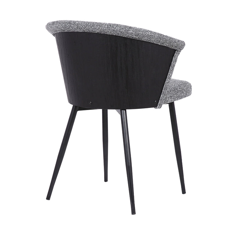 Orchid Contemporary Dining Chair in Black Powder Coated Finish with Gray Fabric and Black Brushed Wood Finish Back - Furniture City (CA)l
