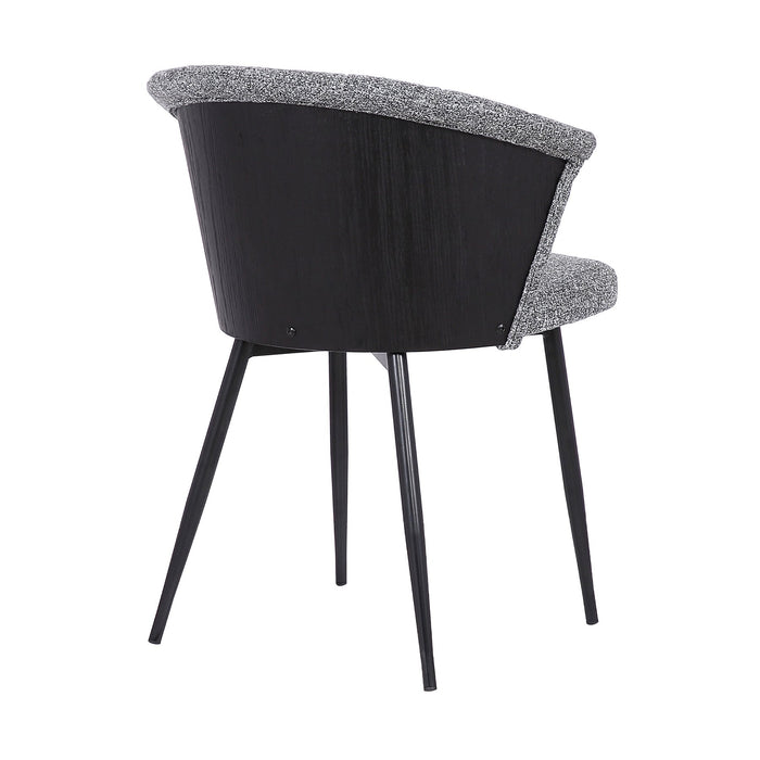 Orchid Contemporary Dining Chair in Black Powder Coated Finish with Gray Fabric and Black Brushed Wood Finish Back