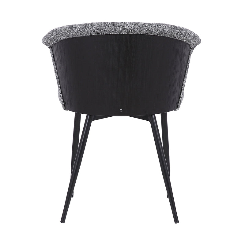 Orchid Contemporary Dining Chair in Black Powder Coated Finish with Gray Fabric and Black Brushed Wood Finish Back - Furniture City (CA)l