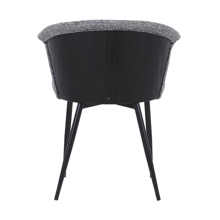 Orchid Contemporary Dining Chair in Black Powder Coated Finish with Gray Fabric and Black Brushed Wood Finish Back