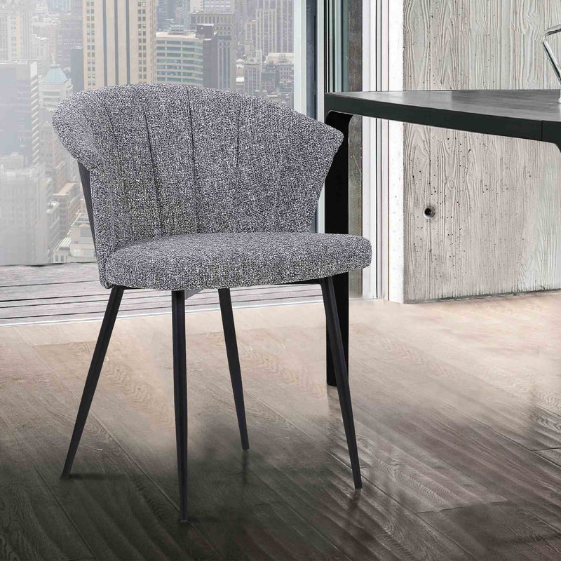 Orchid Contemporary Dining Chair in Black Powder Coated Finish with Gray Fabric and Black Brushed Wood Finish Back - Furniture City (CA)l