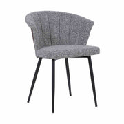 Orchid Mid-Century Dining Chair in Black Powder Coated Finish with Gray Fabric and Walnut Glazed Finish Back - Furniture City (CA)l