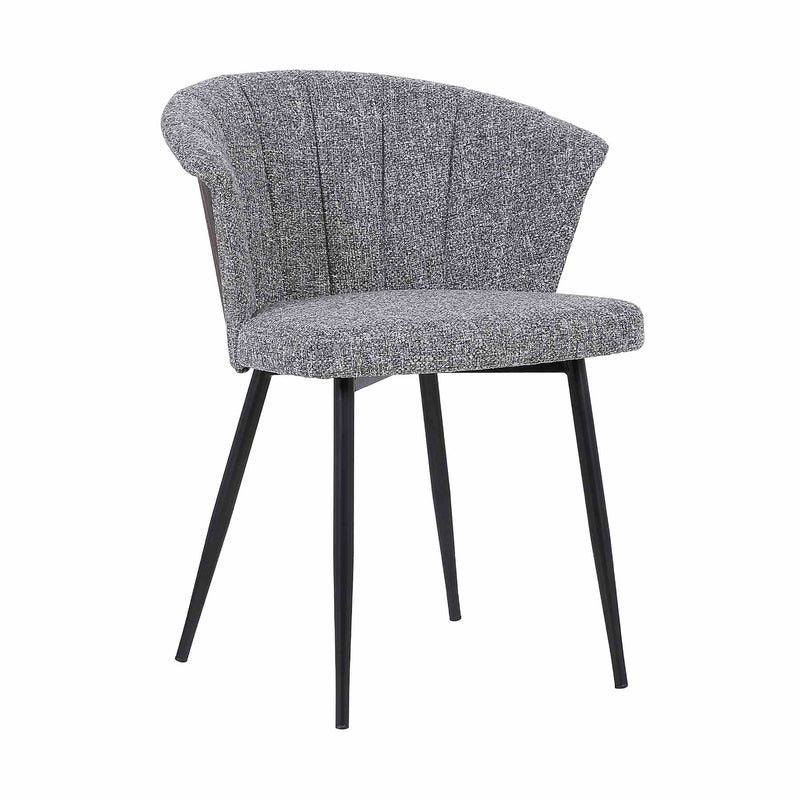 Orchid Mid-Century Dining Chair in Black Powder Coated Finish with Gray Fabric and Walnut Glazed Finish Back - Furniture City (CA)l