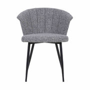 Orchid Mid-Century Dining Chair in Black Powder Coated Finish with Gray Fabric and Walnut Glazed Finish Back - Furniture City (CA)l