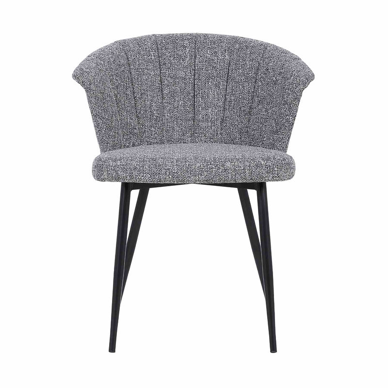 Orchid Mid-Century Dining Chair in Black Powder Coated Finish with Gray Fabric and Walnut Glazed Finish Back - Furniture City (CA)l