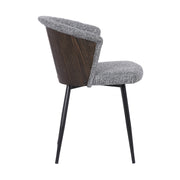 Orchid Mid-Century Dining Chair in Black Powder Coated Finish with Gray Fabric and Walnut Glazed Finish Back - Furniture City (CA)l