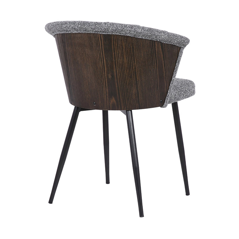 Orchid Mid-Century Dining Chair in Black Powder Coated Finish with Gray Fabric and Walnut Glazed Finish Back - Furniture City (CA)l