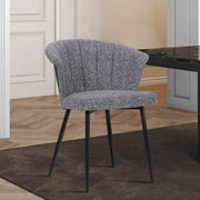 Orchid Mid-Century Dining Chair in Black Powder Coated Finish with Gray Fabric and Walnut Glazed Finish Back - Furniture City (CA)l