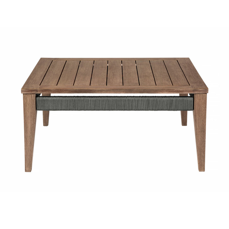 Orbit Square Outdoor Patio Coffee Table in Weathered Eucalyptus Wood - Furniture City (CA)l