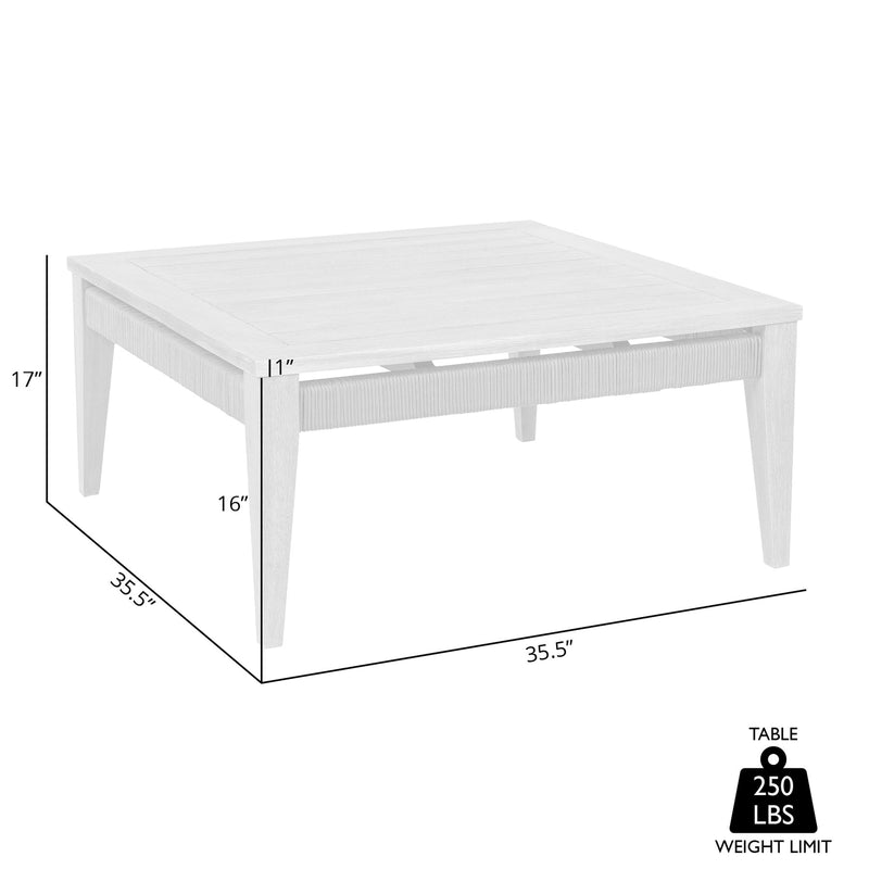 Orbit Square Outdoor Patio Coffee Table in Weathered Eucalyptus Wood - Furniture City (CA)l