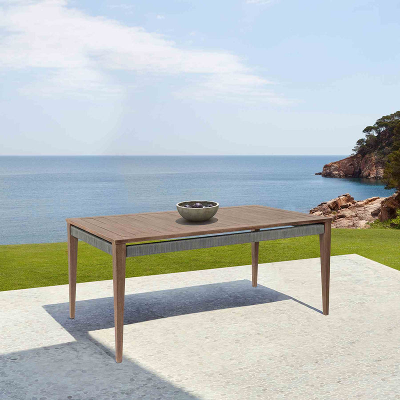Orbit Outdoor Patio Dining Table in Weathered Eucalyptus Wood - Furniture City (CA)l