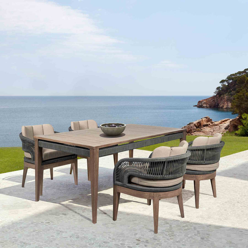 Orbit Outdoor Patio Dining Table in Weathered Eucalyptus Wood - Furniture City (CA)l