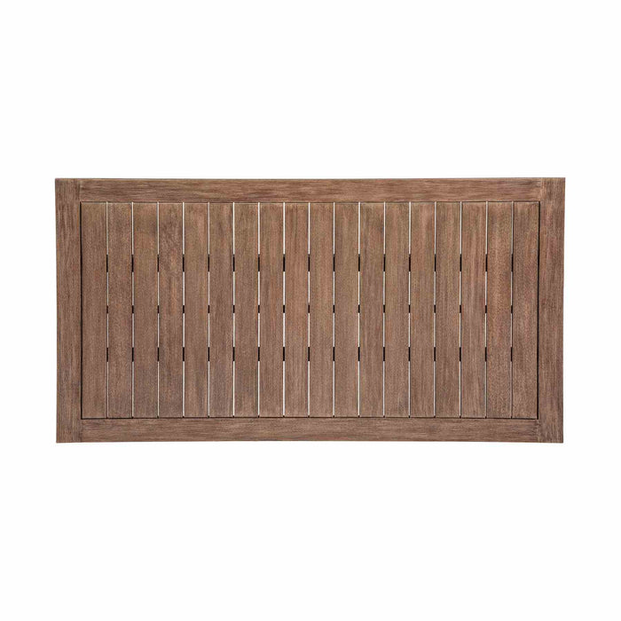 Orbit Outdoor Patio Dining Table in Weathered Eucalyptus Wood